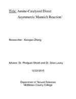 Amine-Catalyzed Direct Asymmetric Mannich Reaction